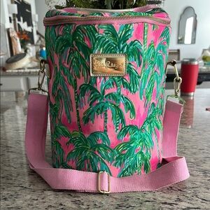 Lilly Pulitzer Pink and Green Palm Print Cooler
